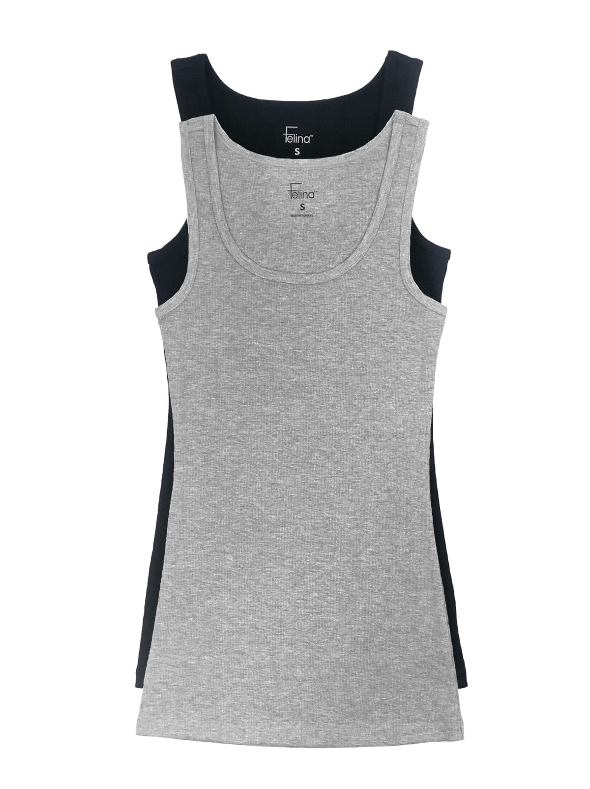 Cotton Stretch Ribbed Tank Top 2-Pack - Black Gray | Felina Loungewear