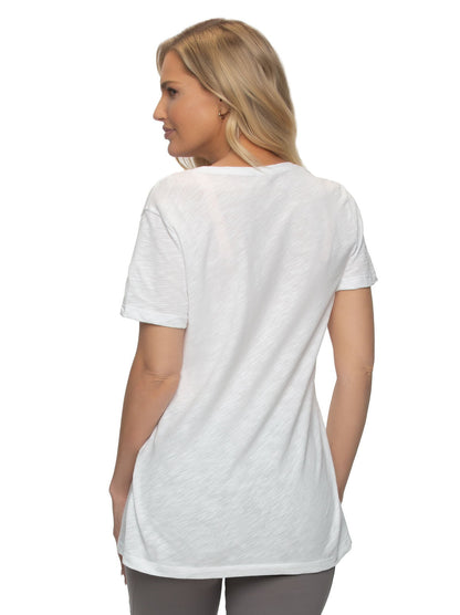 Slub Jersey V-Neck T-Shirt - White | Felina Loungewear