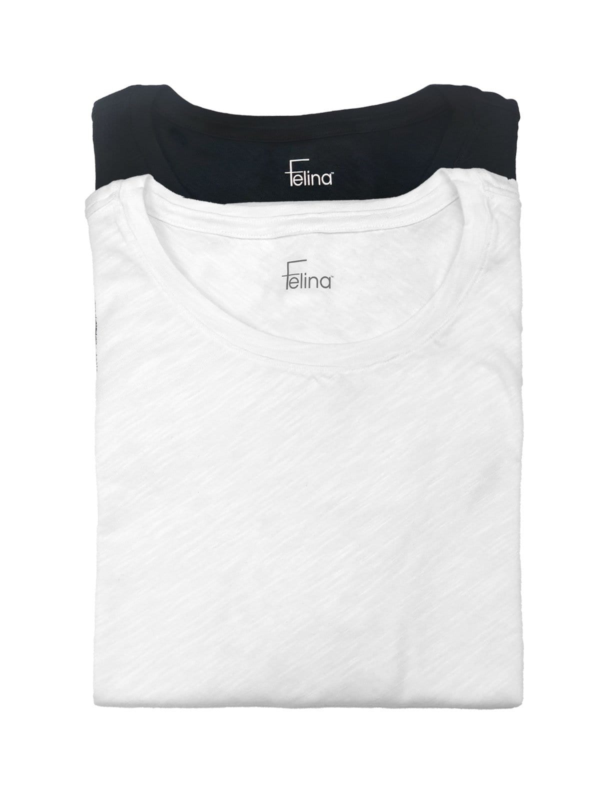 Slub Jersey Crew Neck T-Shirt 2-Pack - Black White | Felina Loungewear