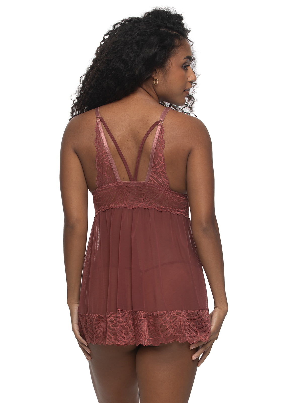 Jezebel by Felina Sarah Butterfly Babydoll Set - Mineral Brown | Felina Sleepwear