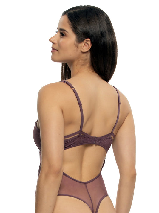 Jezebel by Felina Anika Lace Bodysuit - Plum Wine | Felina Sleepwear