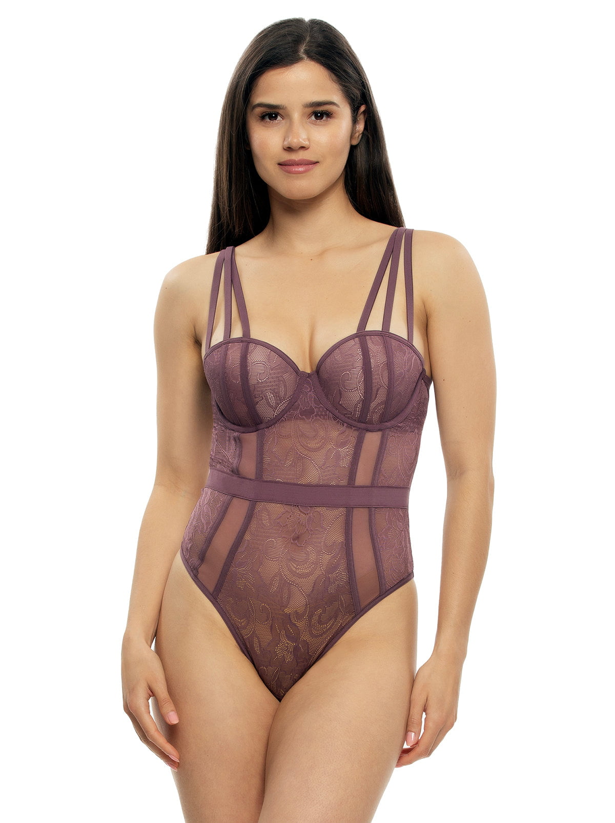 Jezebel by Felina Anika Lace Bodysuit - Plum Wine | Felina Sleepwear