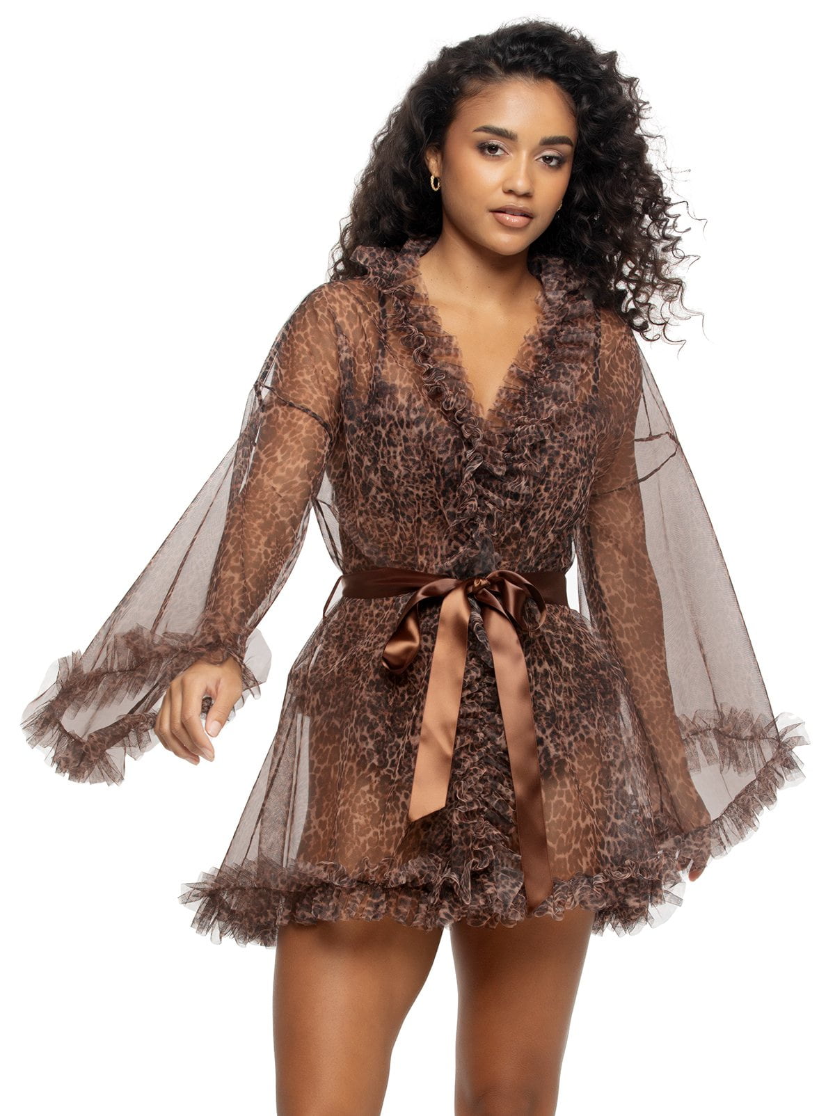 Jezebel by Felina Veil Luxe Tulle Ruffle Robe - Wildcat | Felina Sleepwear